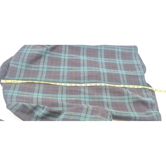 Sag Harbor Vintage 90's Wool Green Plaid Lined Blazer Velvet Collar Size Large - Picture 9 of 11